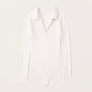 Abercrombie & Fitch Ribbed Long Sleeve Polo Bodysuit